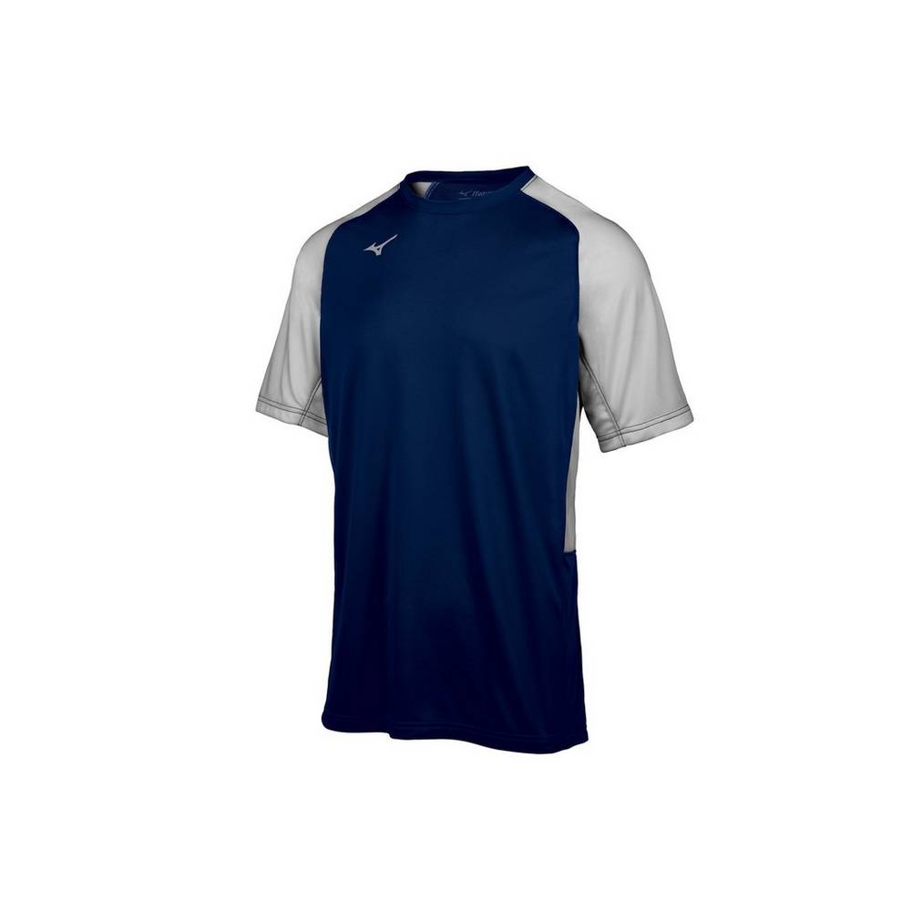 Mens Mizuno Aerolite Crew Baseball Jersey Navy/Grey Philippines (JNYUQG721)